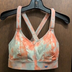 SHEFIT Tie-Dye Sports Bra - Coral and Light Gray Size Luxe